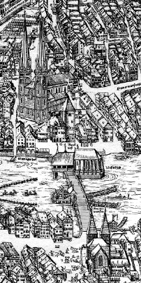 Das Großmünster in Zürich auf dem Murerplan (1576)