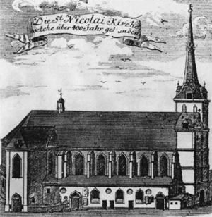 Nikolaikirche Berlin. Stich, 1740. Zentral- und Landesbibliothek Berlin