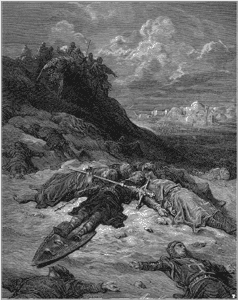 Gustave Doré (1832–1883): Der Tod des Kaisers Friedrich I. während des 3. Kreuzzuges, Gemälde 