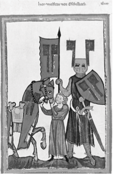 Wolfram von Eschenbach; Autorbild als Ritter im Codex Manesse